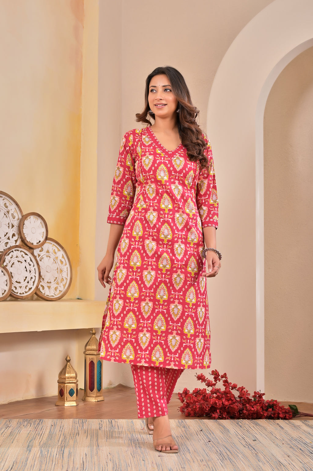 Heritage Bloom Cotton Printed Suit Set with Dupatta