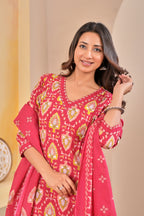 Heritage Bloom Cotton Printed Suit Set with Dupatta
