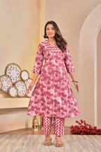 Floral Print Kurta Set with Dupatta