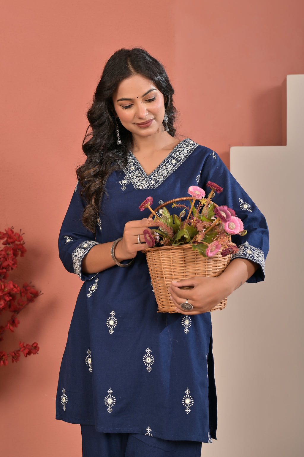 Navy Blue Embroidered Co-Ord Set