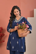 Navy Blue Embroidered Co-Ord Set