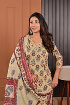 Floral Print Kurta Set with Dupatta