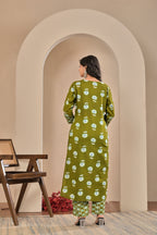 Azure Bloom Cotton Suit Set