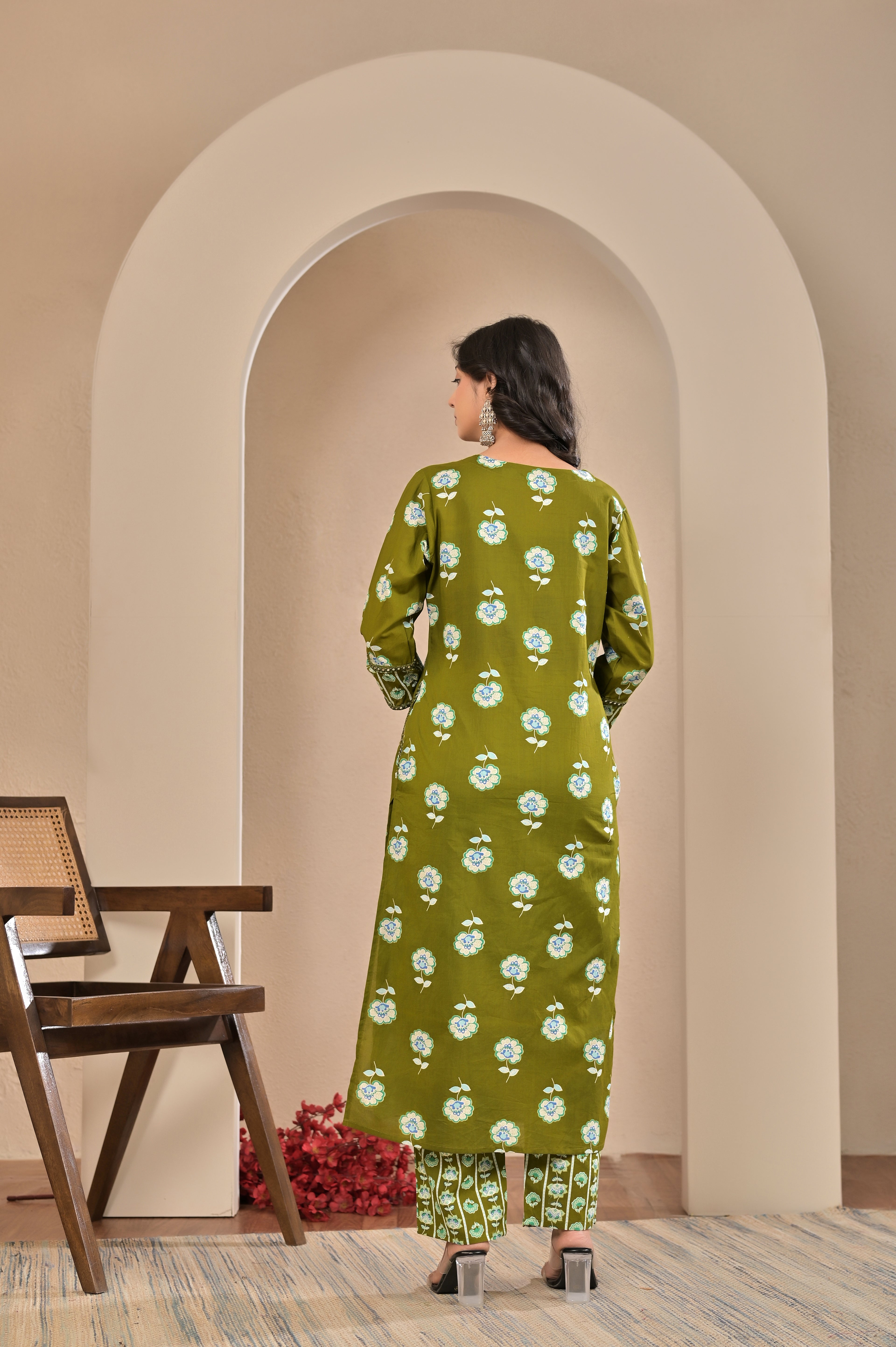 Azure Bloom Cotton Suit Set