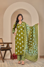 Azure Bloom Cotton Suit Set