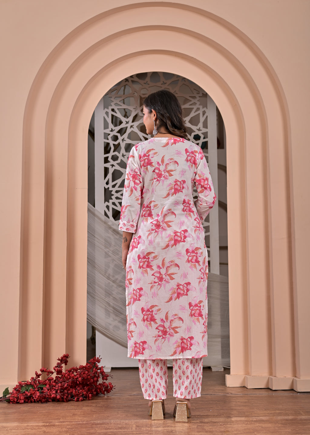 Floral Elegance Cotton Printed Suit Set with Dupatta