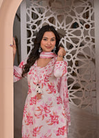 Floral Elegance Cotton Printed Suit Set with Dupatta