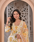 Floral Elegance Cotton Printed Suit Set with Dupatta