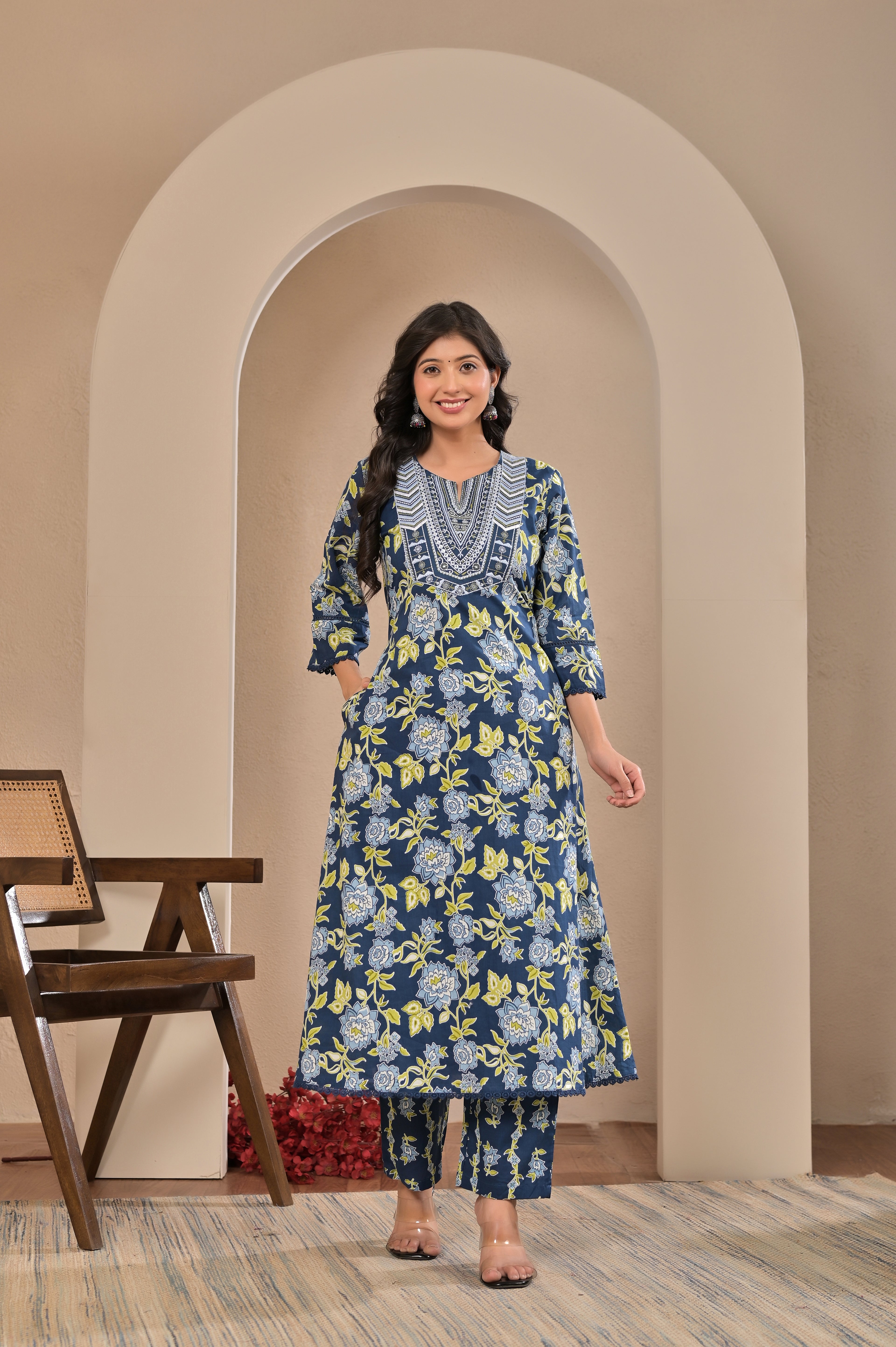 Floral Elegance Cotton Suit Set