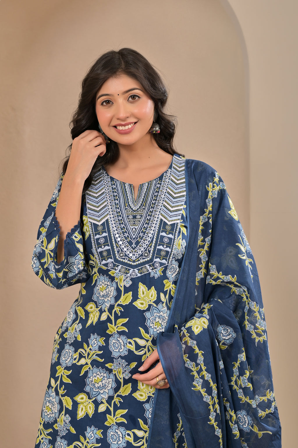 Floral Elegance Cotton Suit Set