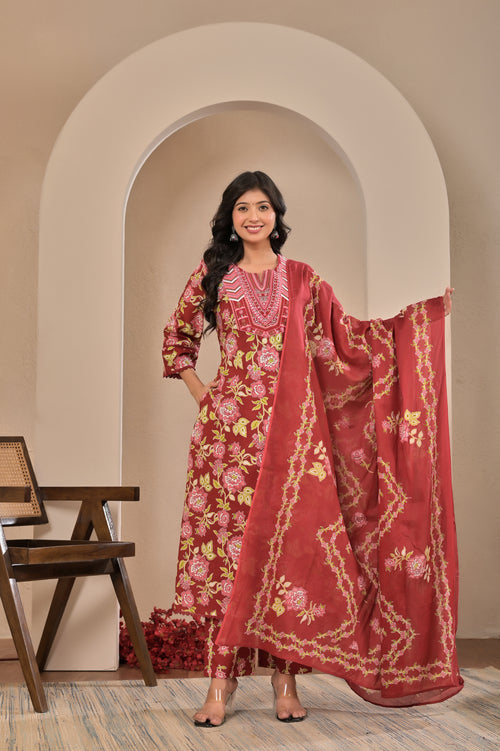 Elegance Maroon Floral