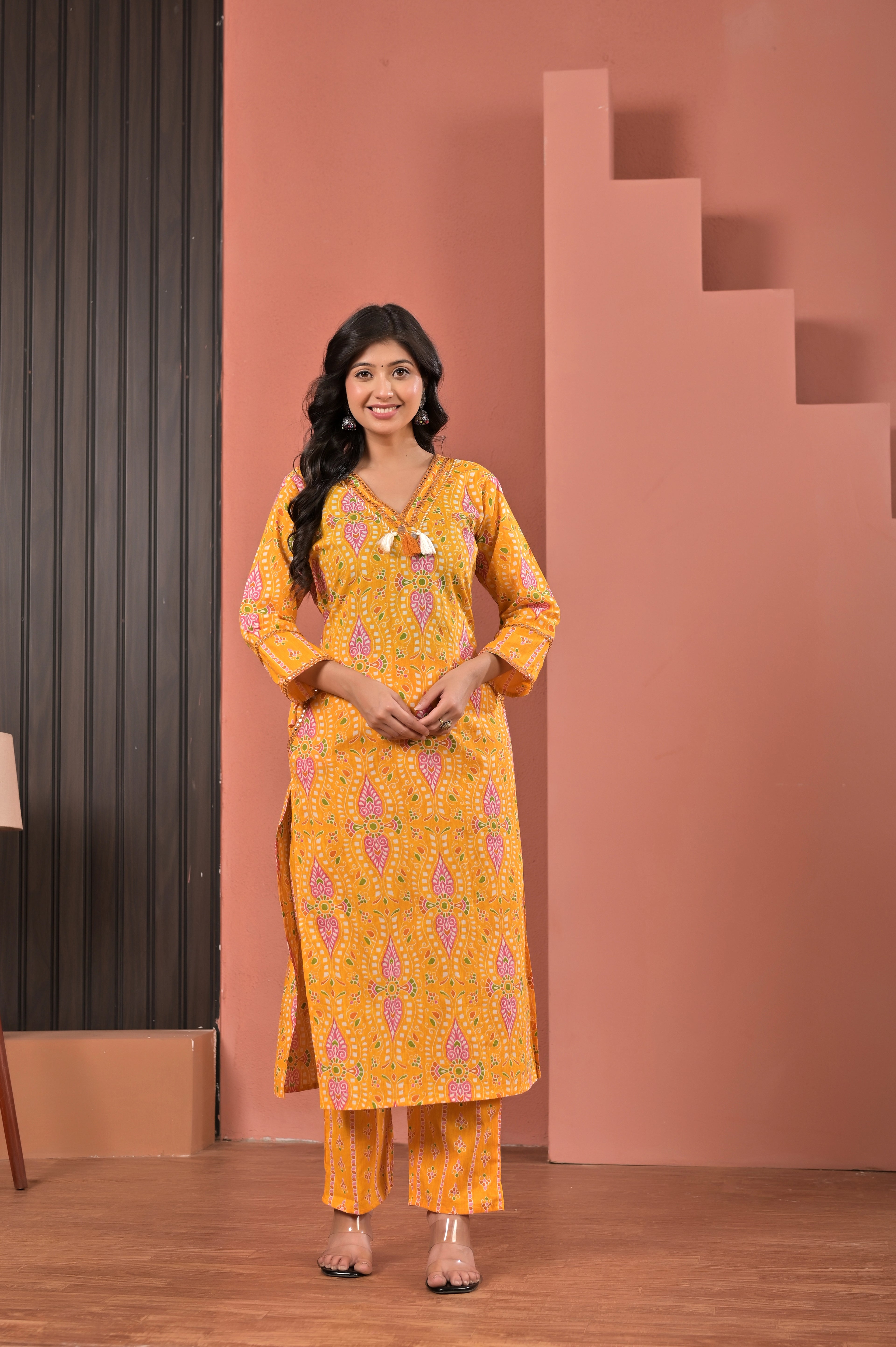 Paisley Print Kurta Set with Dupatta