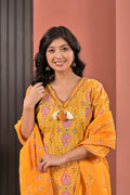Paisley Print Kurta Set with Dupatta