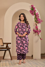 Rose Blossom Floral Cotton Suit Set