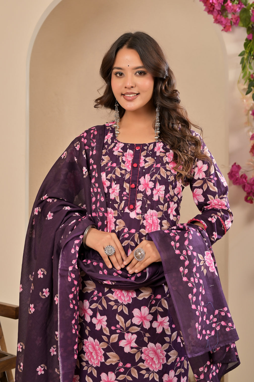 Rose Blossom Floral Cotton Suit Set