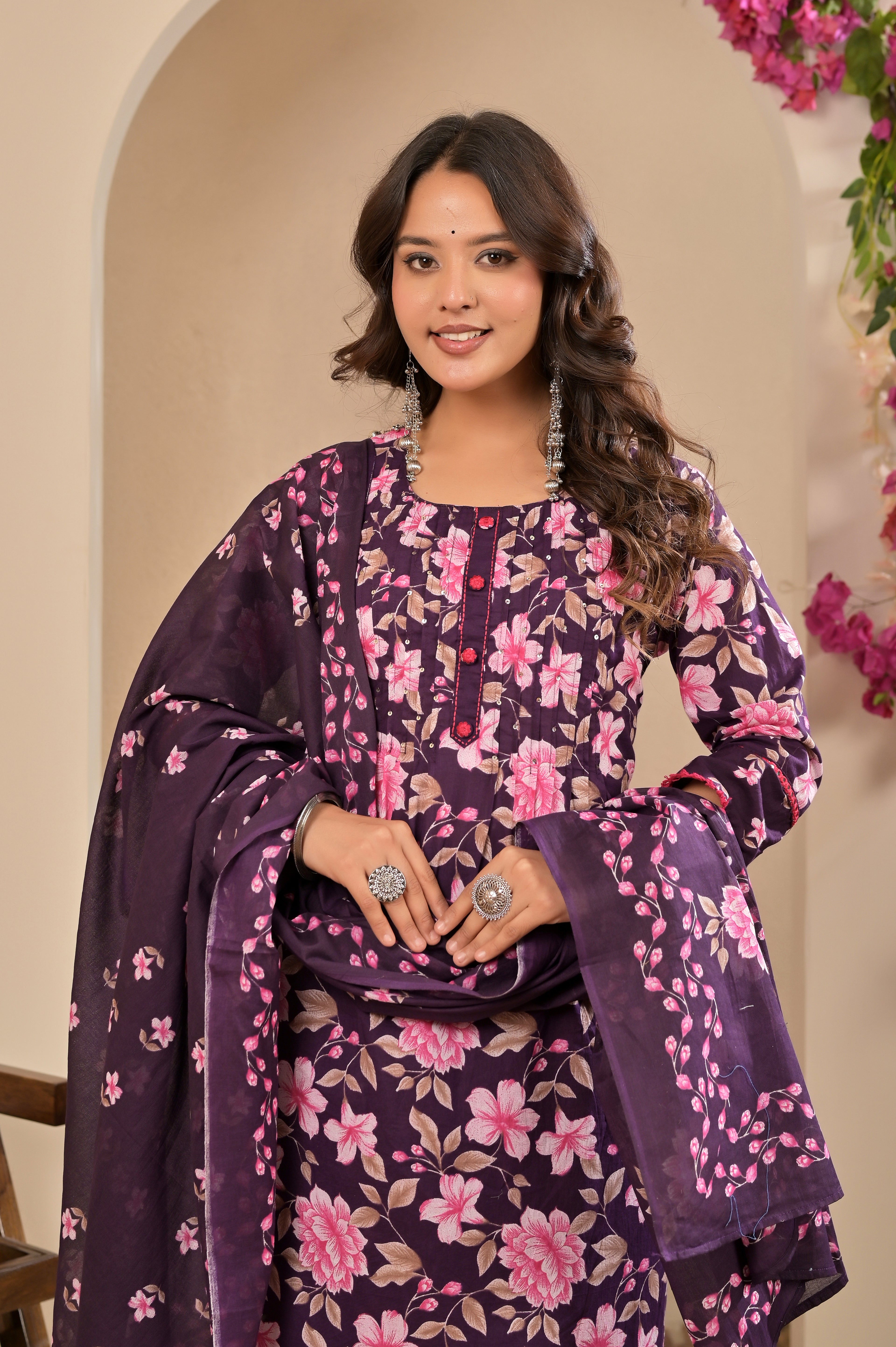 Rose Blossom Floral Cotton Suit Set