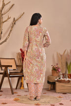 Blush Pink Printed Kurta Pant Set with Dupatta