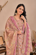 Blush Pink Printed Kurta Pant Set with Dupatta