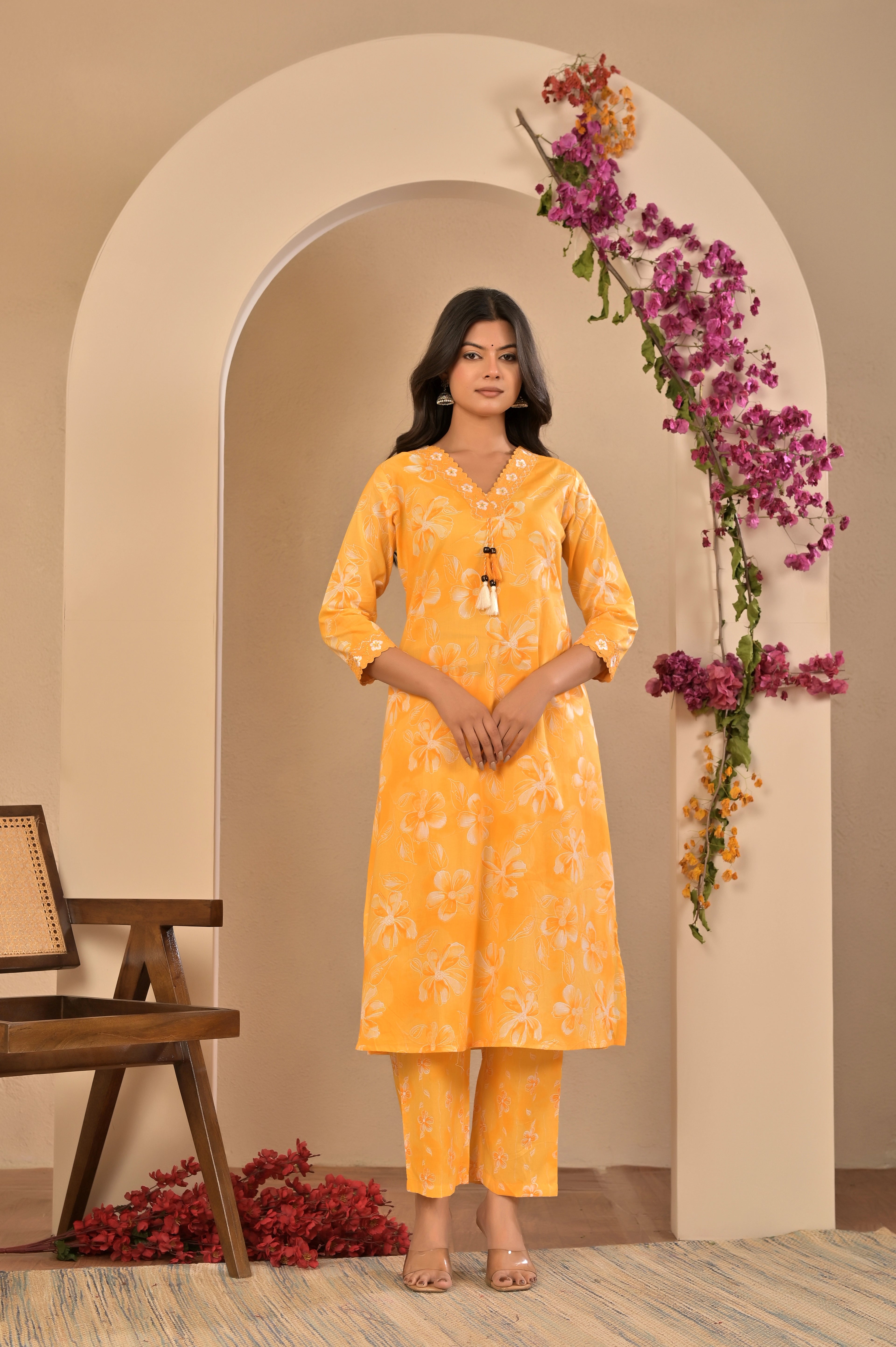 Floral Print Kurta Set with Dupatta