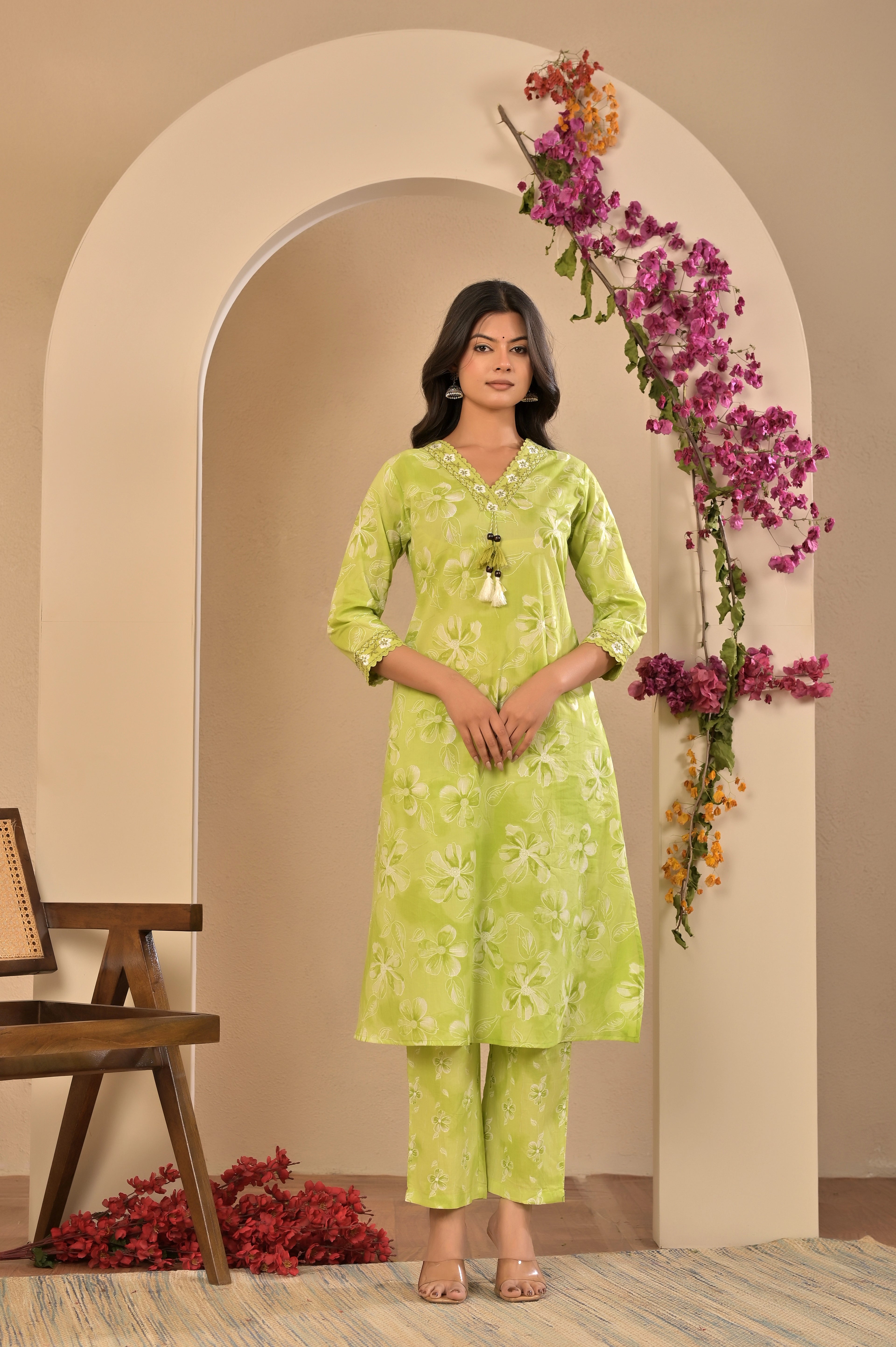 Floral Print Kurta Set with Dupatta