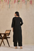 Women’s Straight Patchwork Kurta Pant Dupatta Set with Mirror Work