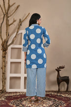 Women’s Geometric Printed Co-ord Set with Neckline Handwork
