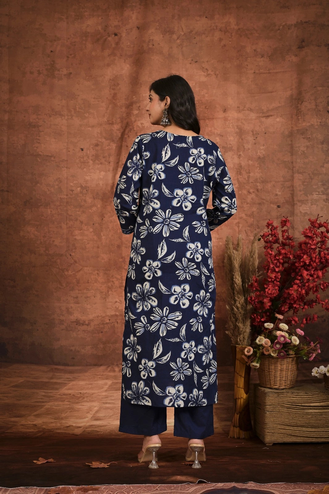 Women’s Printed Straight Kurta Set with Embroidered Yoke