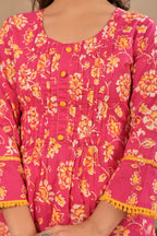Women’s A-Line Printed Kurta Pant Dupatta Set with Handwork & Button Detail