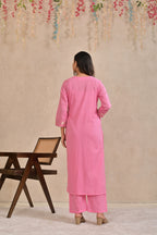 Women’s Embroidered Kurta Pant Dupatta Set with Floral Yoke