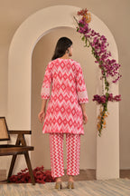 Women’s Schiffli Yoke Co-ord Set with Lace Detailing & Pocket