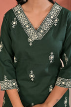 Women’s Cotton Flex Embroidered Kurta Pant Co-ord Set