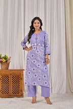 Women’s Floral Printed Kurta Pant Dupatta Set with Embroidered Yoke