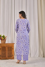 Women’s Floral Printed Kurta Pant Dupatta Set with Embroidered Yoke