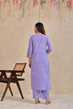 Women’s Embroidered Kurta Pant Dupatta Set with Floral Yoke