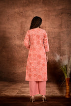 Women’s A-Line Printed Kurta Set with Heavy Embroidered Center Panel