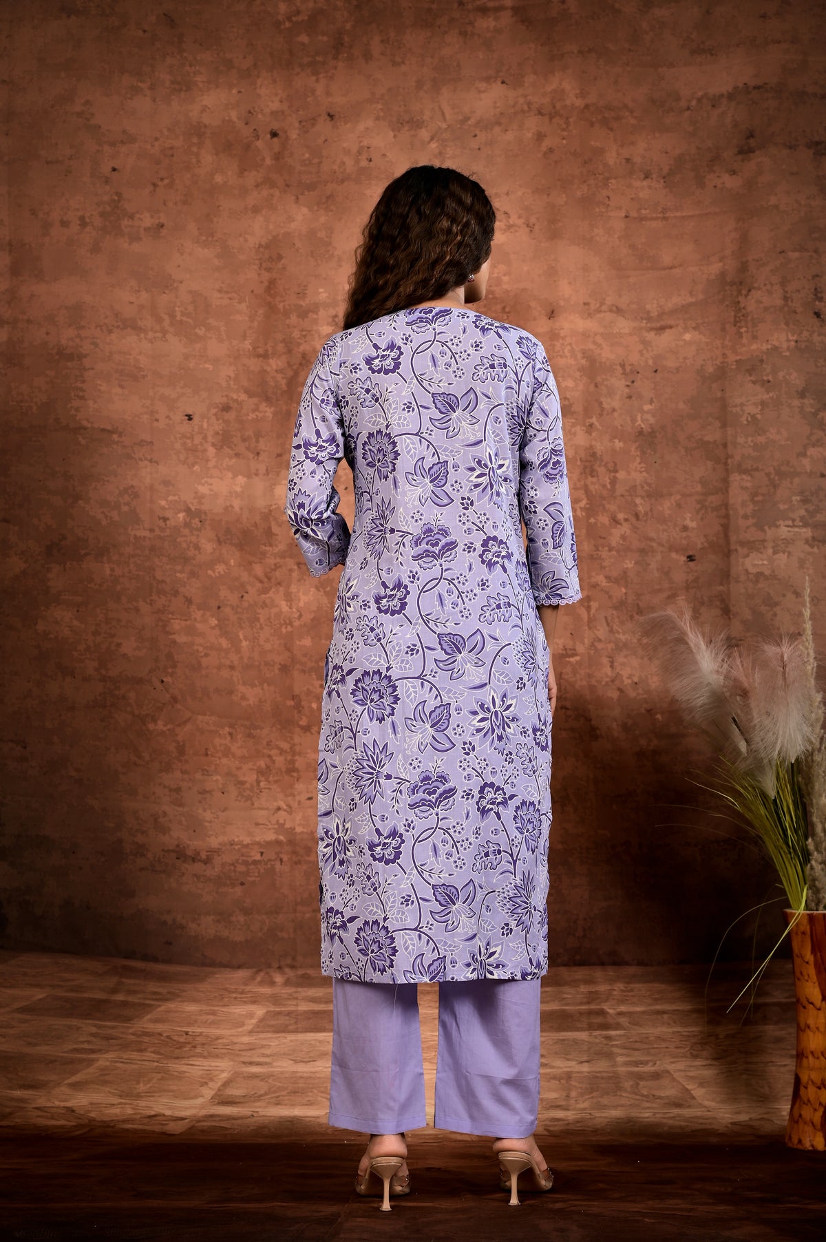 Women’s A-Line Printed Kurta Set with Heavy Embroidered Center Panel