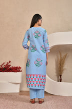Women’s Panel Printed Kurta Set with Pin Tucks, Handwork & Tassels