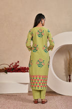 Women’s Panel Printed Kurta Set with Pin Tucks, Handwork & Tassels