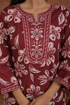 Women’s Printed Straight Kurta Set with Embroidered Yoke