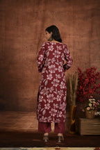 Women’s Printed Straight Kurta Set with Embroidered Yoke