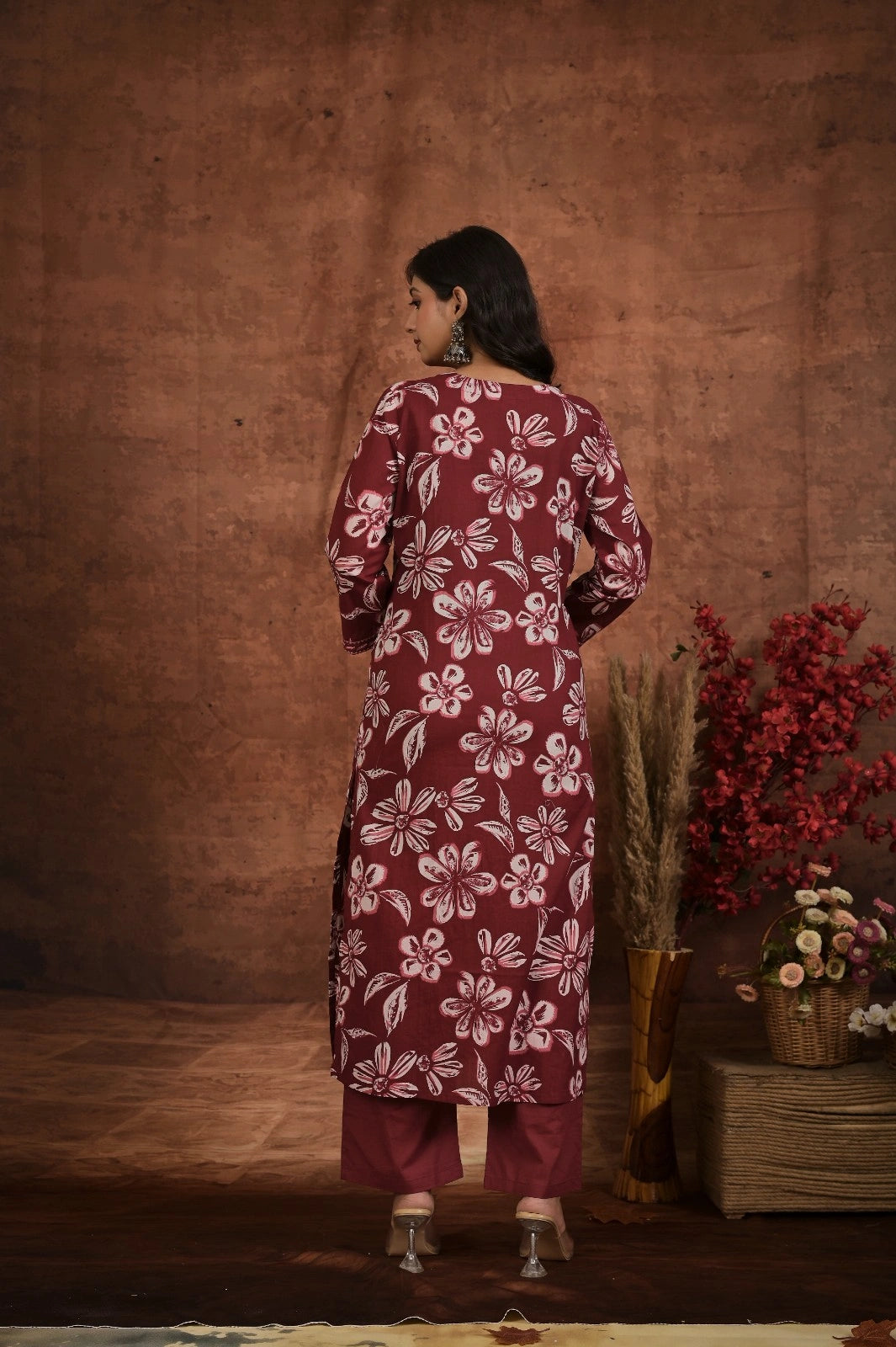 Women’s Printed Straight Kurta Set with Embroidered Yoke