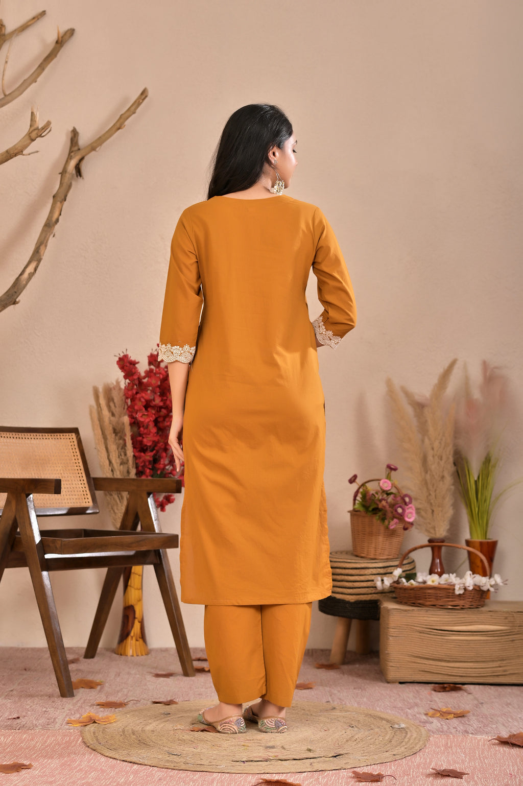 Women’s Straight Embroidered Kurta Pant Dupatta Set