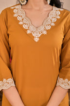 Women’s Straight Embroidered Kurta Pant Dupatta Set
