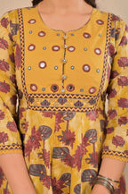 Women’s Anarkali Printed Kurta Set with Embroidered Yoke & Dupatta
