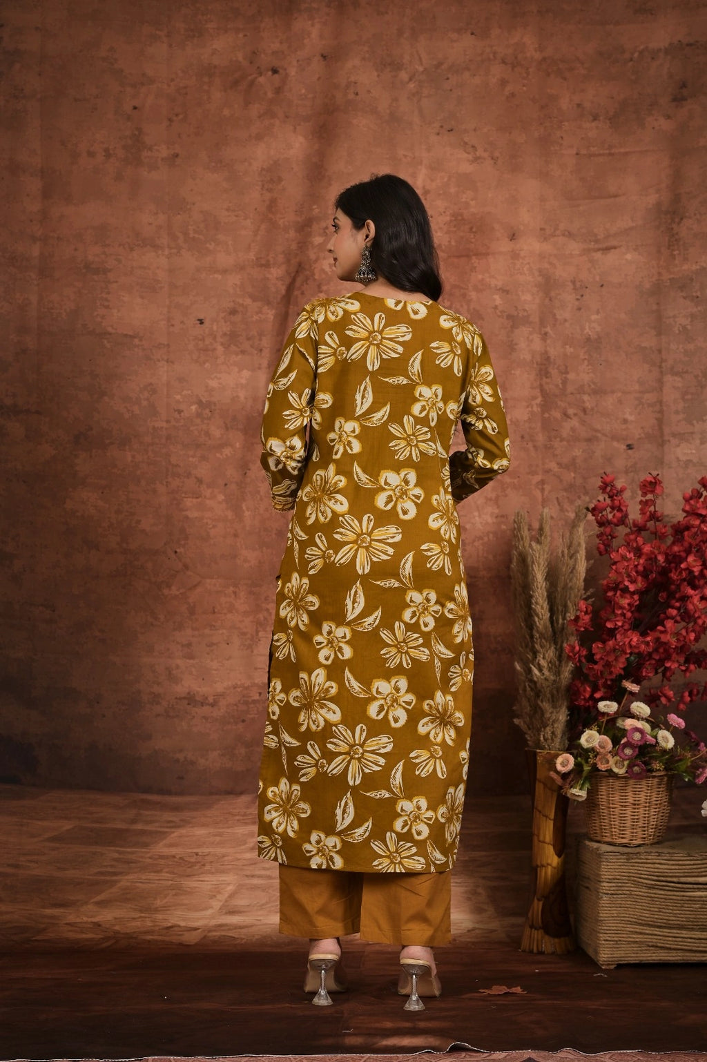 Women’s Printed Straight Kurta Set with Embroidered Yoke