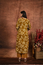 Women’s Printed Straight Kurta Set with Embroidered Yoke