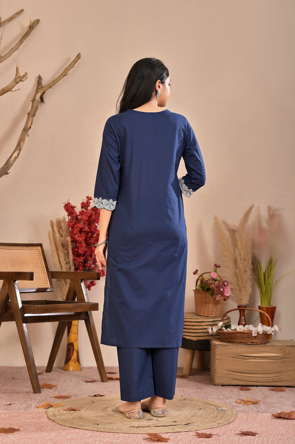Women’s Straight Embroidered Kurta Pant Dupatta Set
