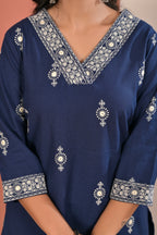 Women’s Cotton Flex Embroidered Kurta Pant Co-ord Set