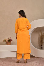 Women’s Embroidered Kurta Set with Lace, Handwork & Tassel Details
