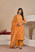 Women’s Straight Printed Kurta Set with Embroidered Yoke & Tassels